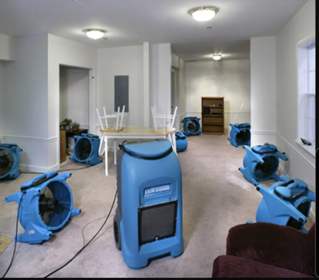 Air movers and dehumidifier setup for Water Damage Restoration in Killeen